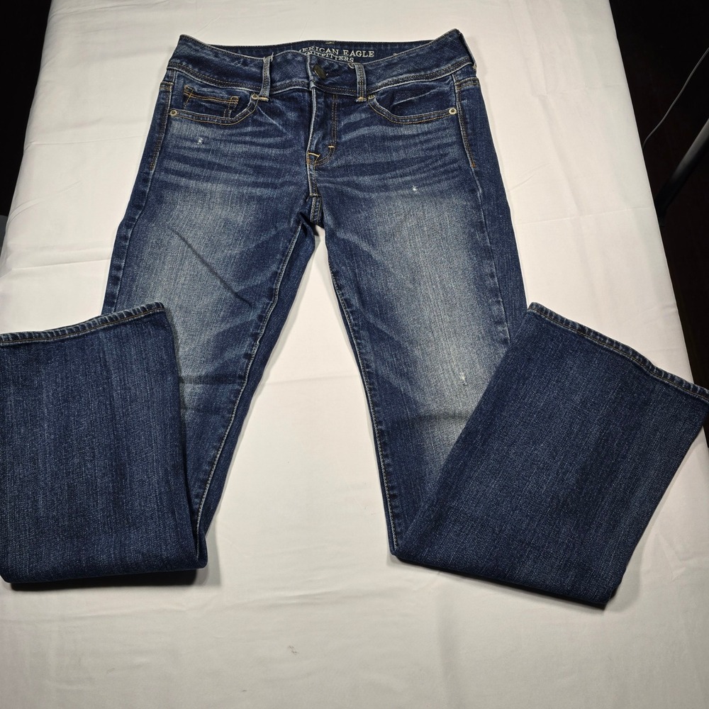 American Eagle Kick Boot Jeans Women's 4 Short Dark Wash Stretch Denim